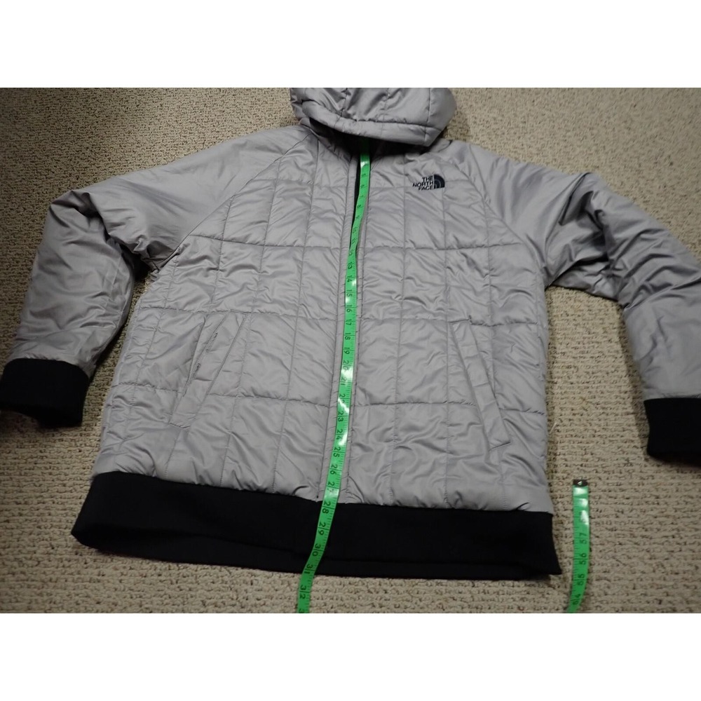 The North Face Reversible Jacket Mens XL Black Grey Good Quilted Hooded Puffer - Picture 14 of 15